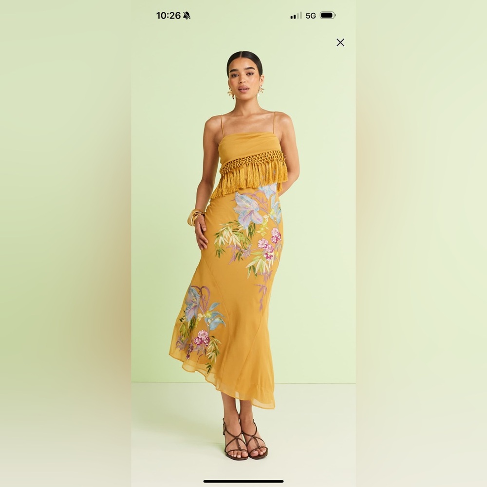 ASOS Mustard Floral Midi Dress